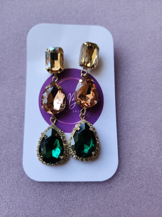 Multi Color Rhinestone Linear Drop earrings.