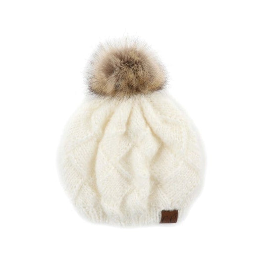 YD Boutique Hats Ivory C.C Beanie Beret