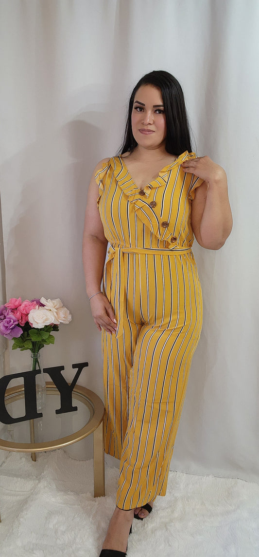 Mustard striped jumpsuit discount