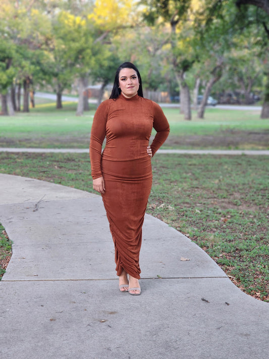 Vestido sedoso de manga larga -Cooper