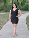 Black V Neck Bandage Dress