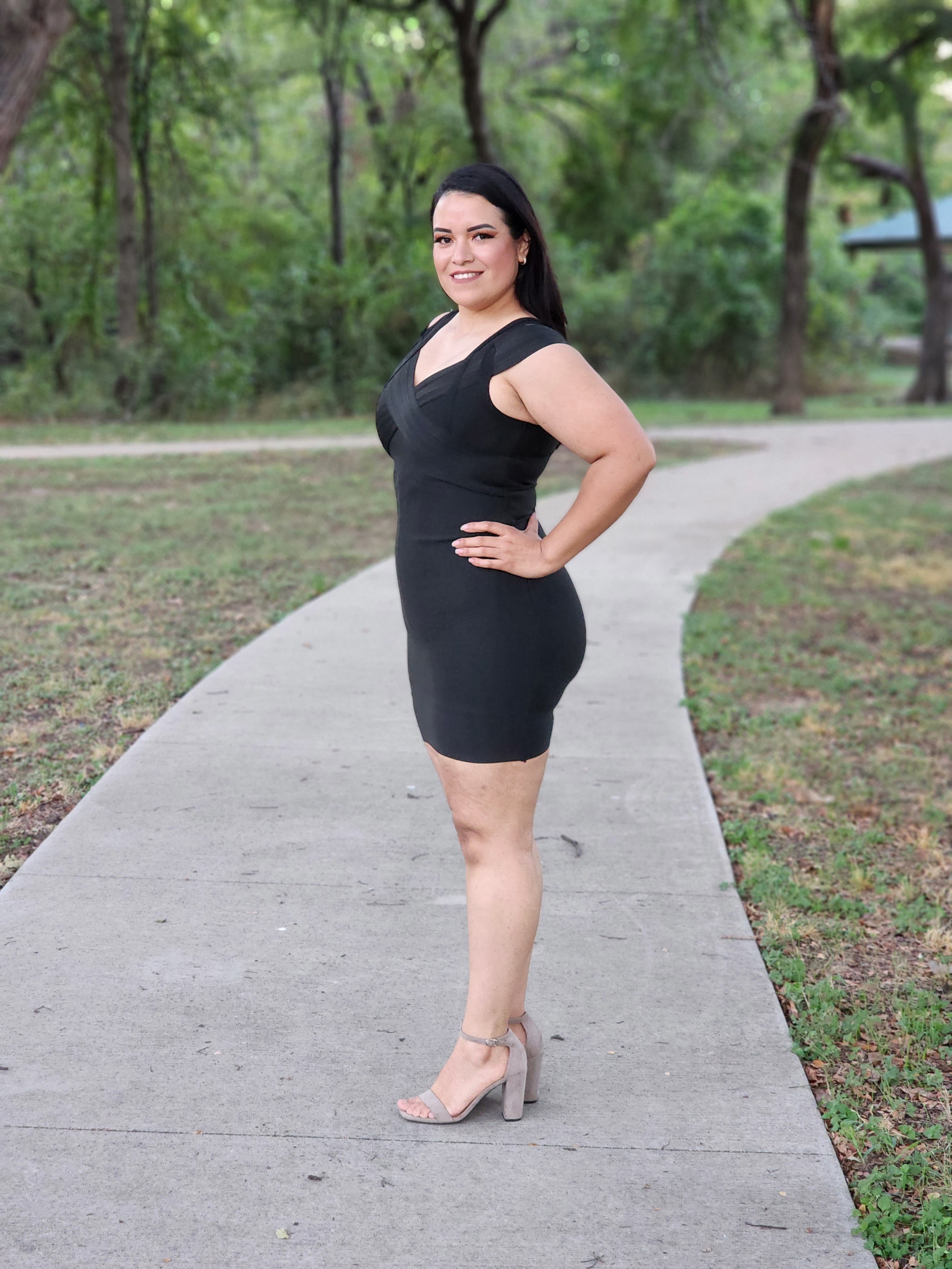 Black V Neck Bandage Dress