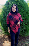 Mock Neck Plaid knit Poncho.