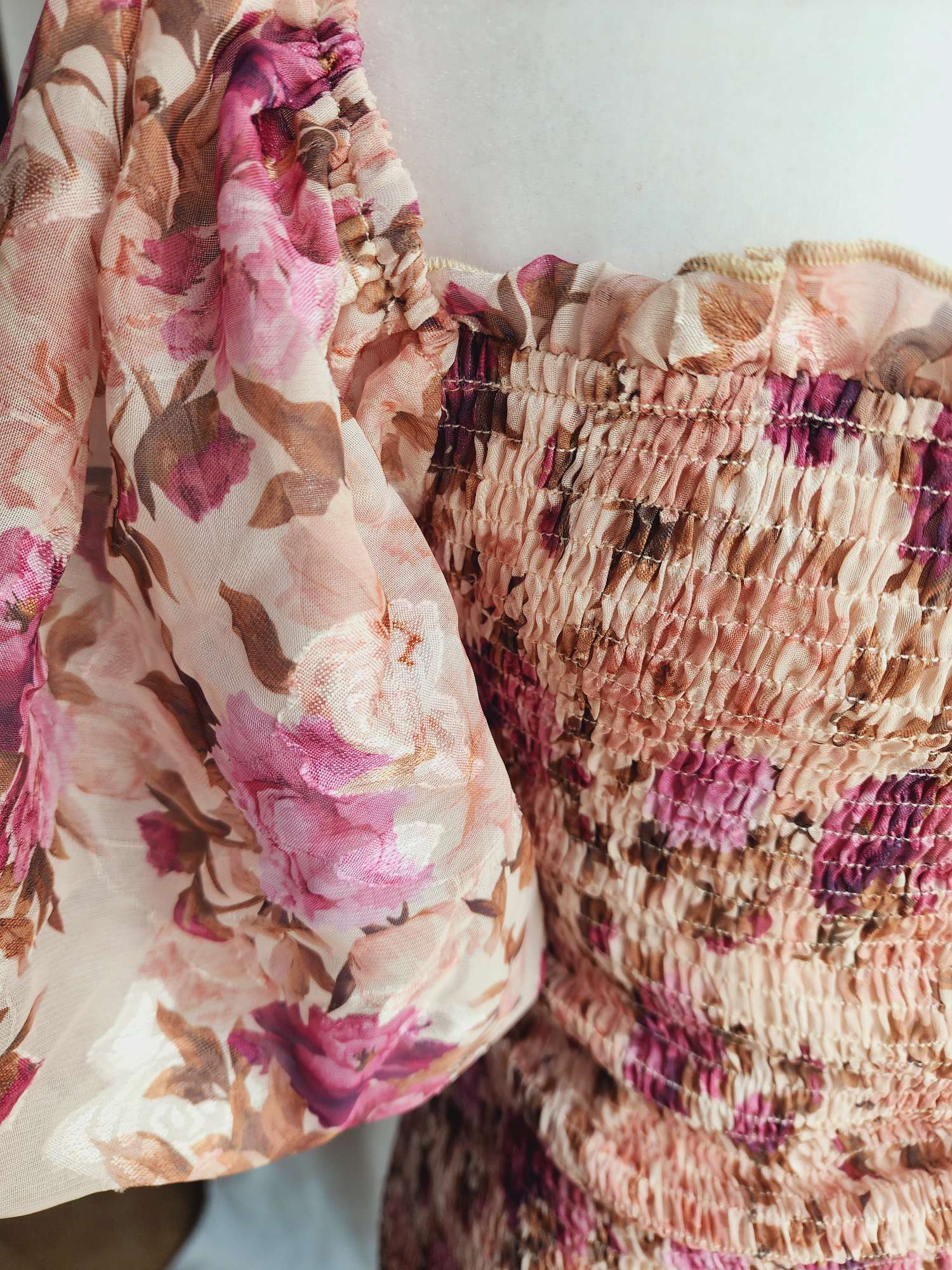 Pink Floral Smocked Dress