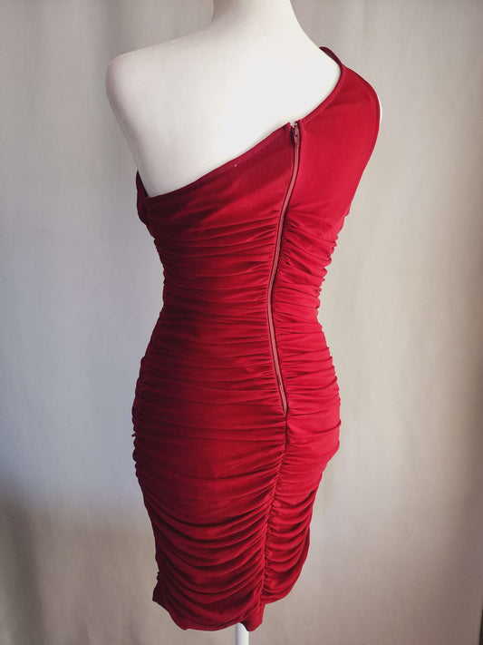 Burgundy One Shoulder Dress