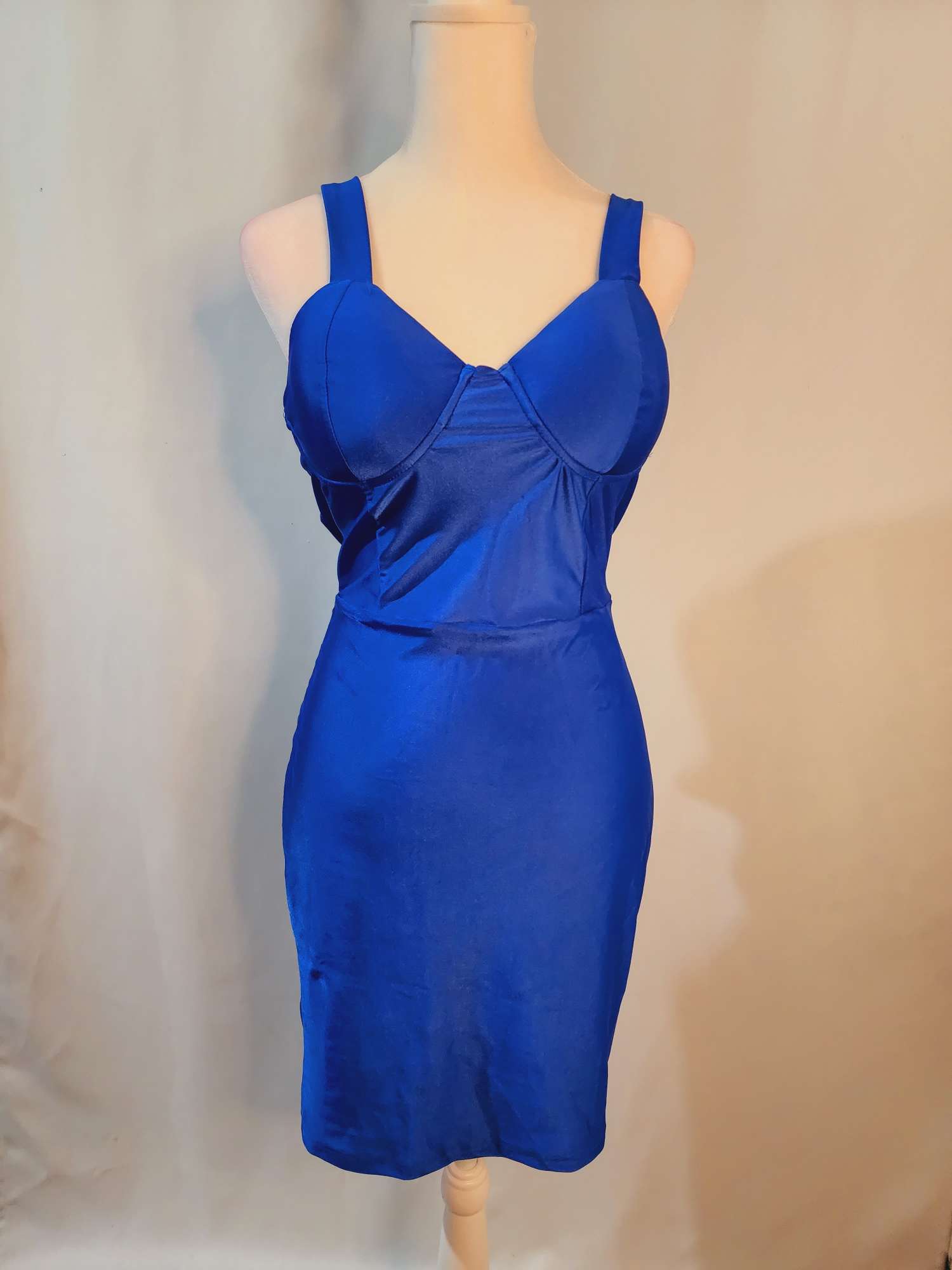 Royal Blue Satin Bustier Mini Dress