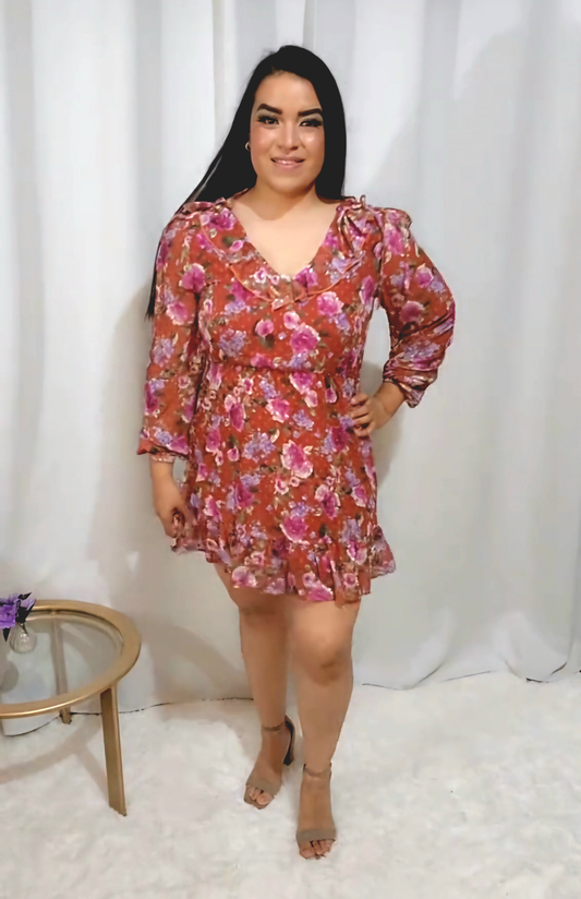 Minivestido con estampado floral rosado