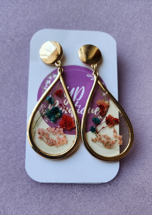 Aretes de flores reales