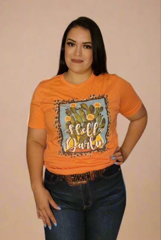 Hello Darlin Graphic Tee Coral