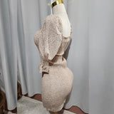 Party Dress Beige Floral Off Shoulder Dress