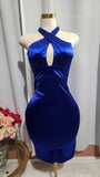 Party Dress Royal Blue Halter Neck Bodycon Dress
