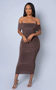 Party Dress Stretch brown Midi Dress