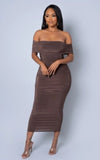 Party Dress Stretch brown Midi Dress