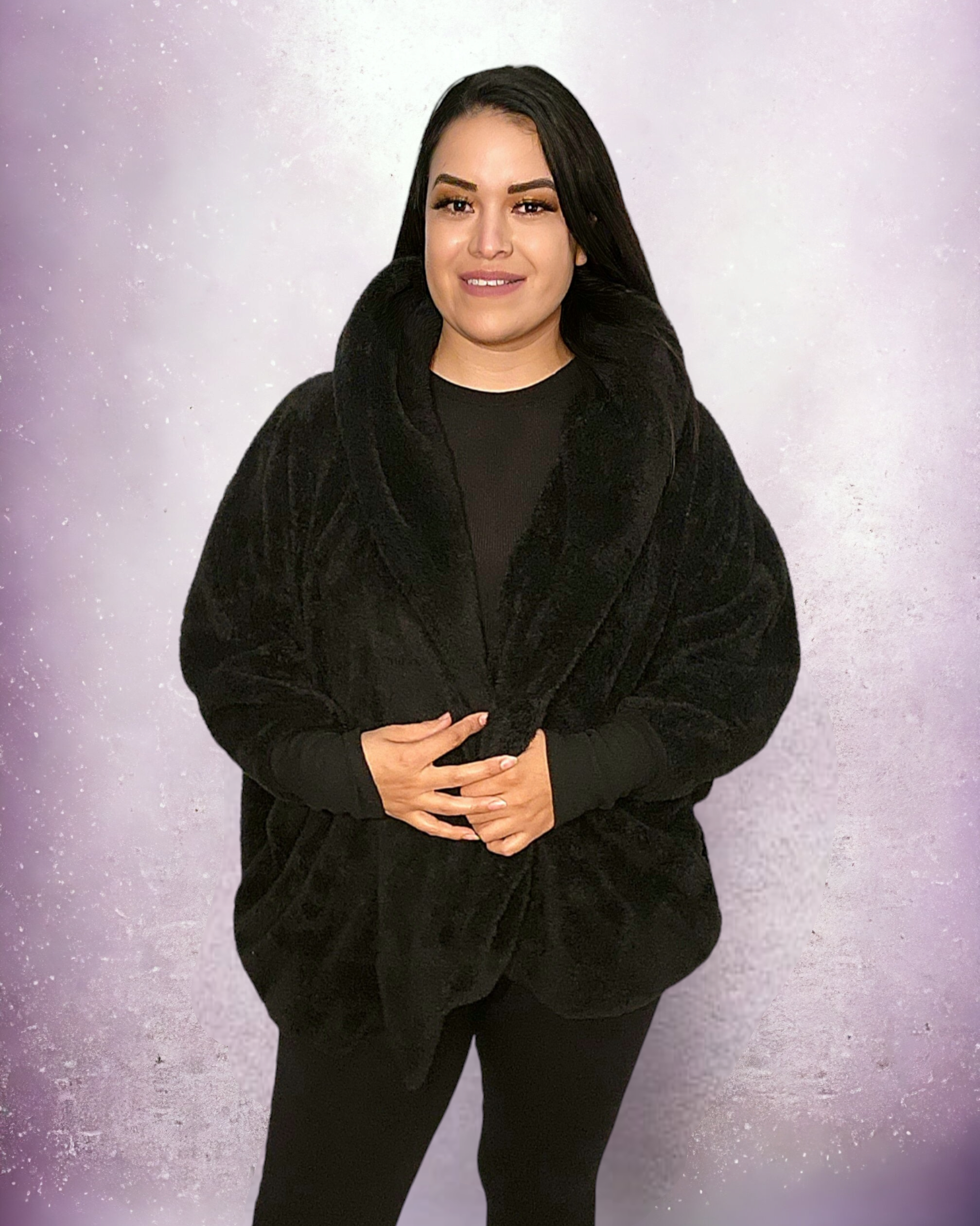 Plus size discount hooded sherpa jacket