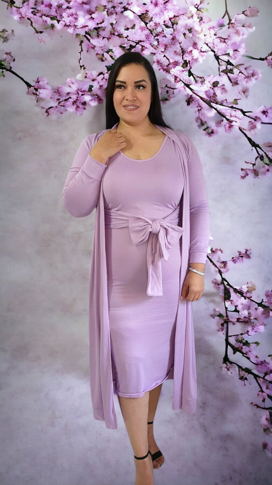 Lavender 2 pc Cardigan and Dress Set