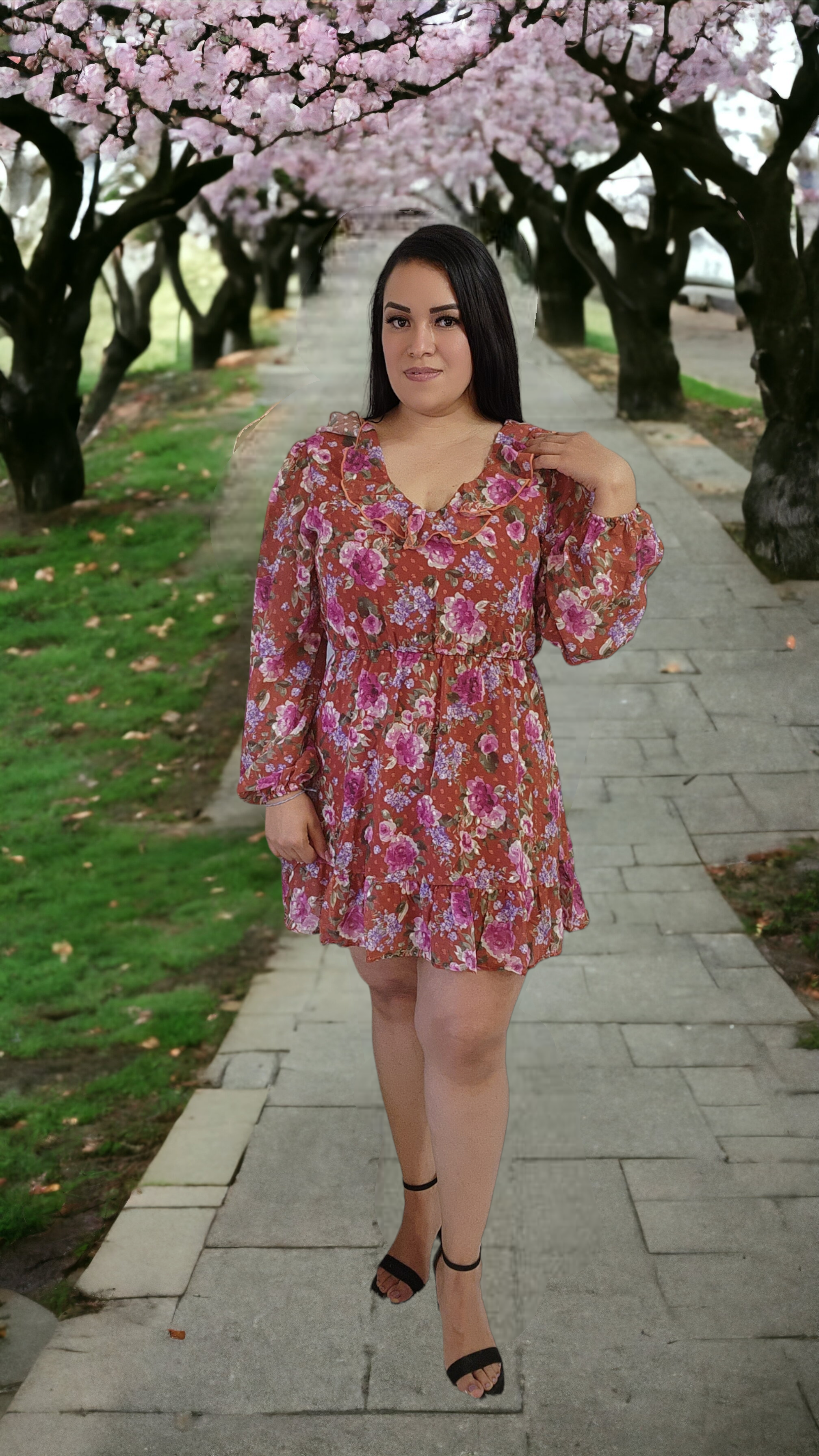 Minivestido con estampado floral rosado