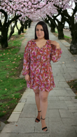 Minivestido con estampado floral rosado