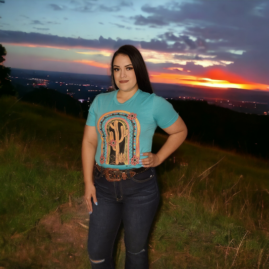 Camiseta con gráfico de cactus Somerset turquesa
