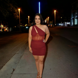 Burgundy One Shoulder Dress