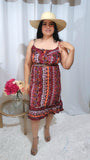 Vestido midi con tirantes finos y dobladillo con volantes