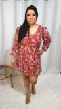 Minivestido con estampado floral rosado