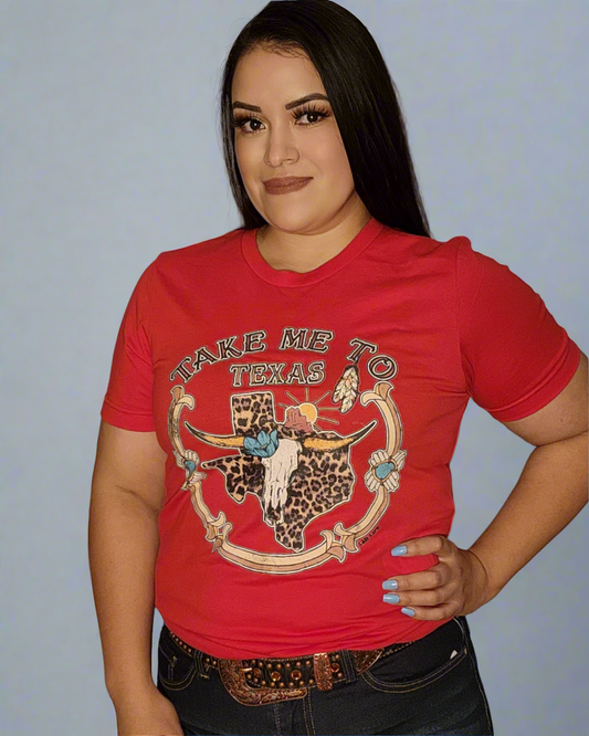 Red Take me to Texas Graphic Tee