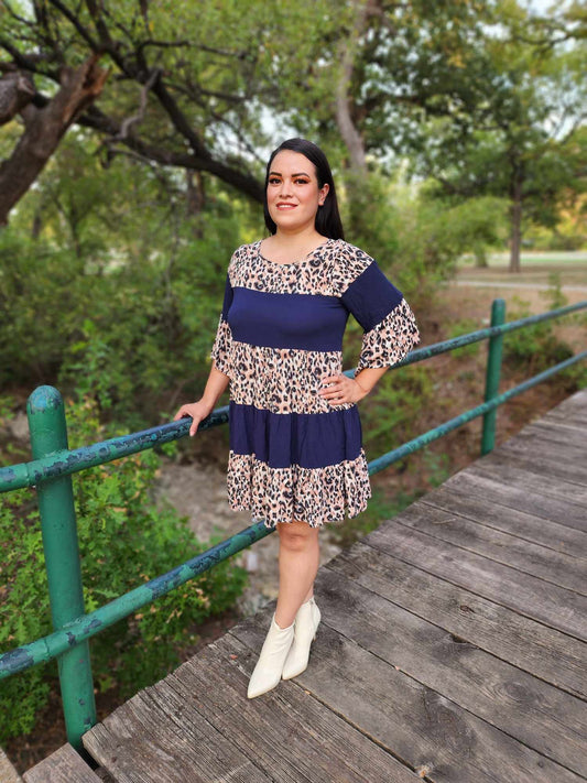 Cheetah Print flare Sleeve Dress