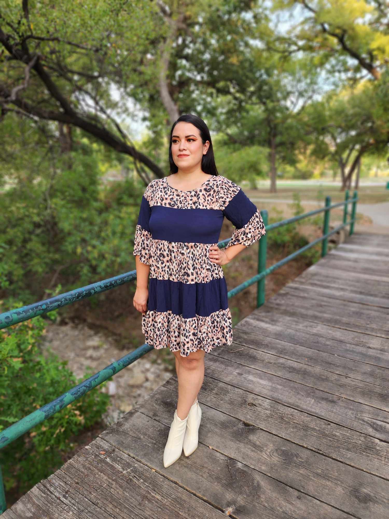 Cheetah Print flare Sleeve Dress
