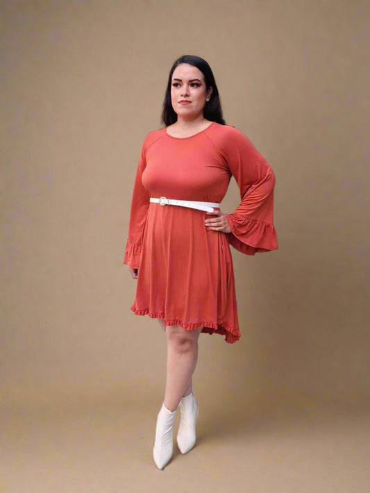 Ruffle Detail Dress With Pockets