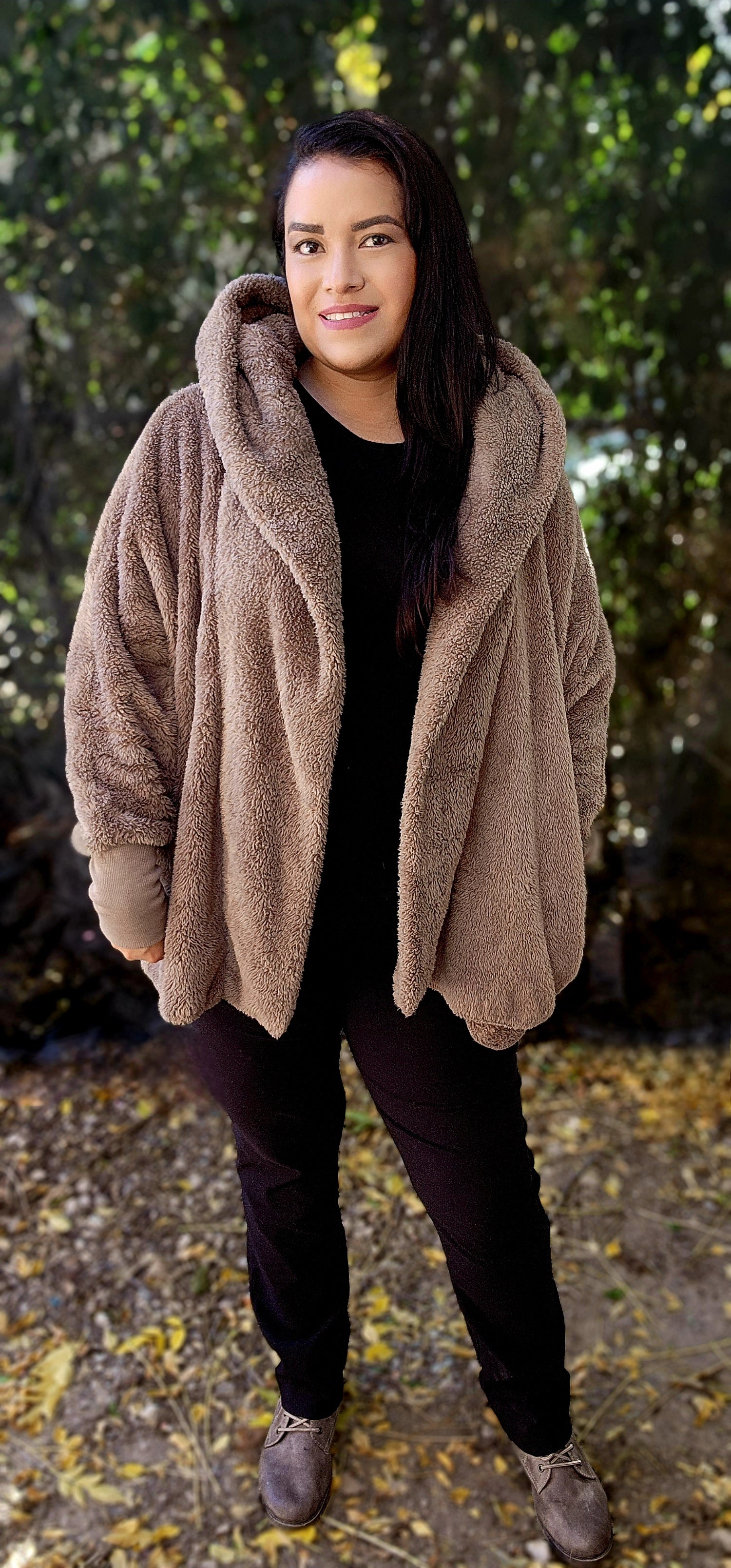 Teddy Hooded Sherpa Jacket - Tan
