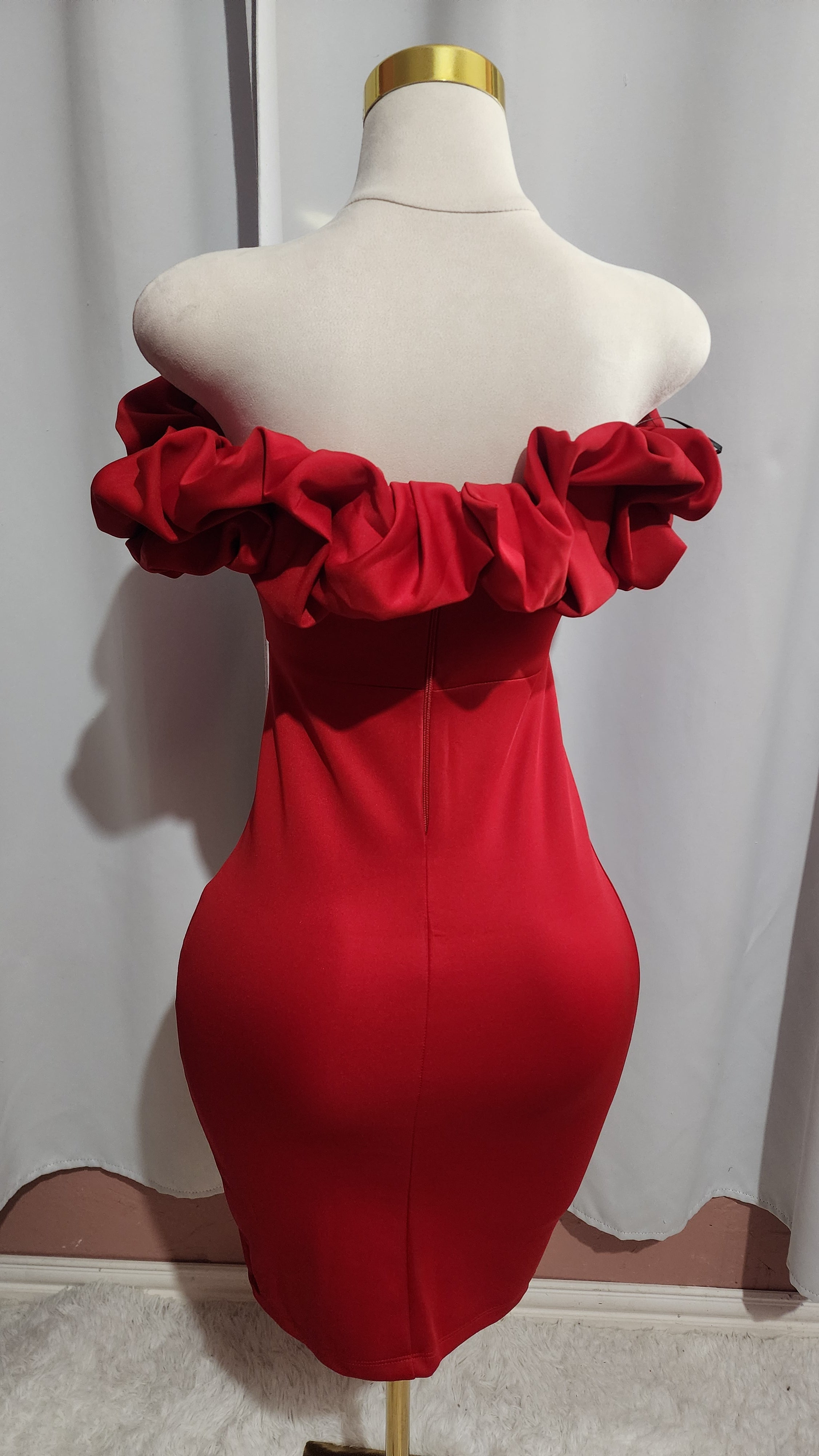 SHOP NOW Red Ruffled Off the Shoulder Midi Dress YD Boutique