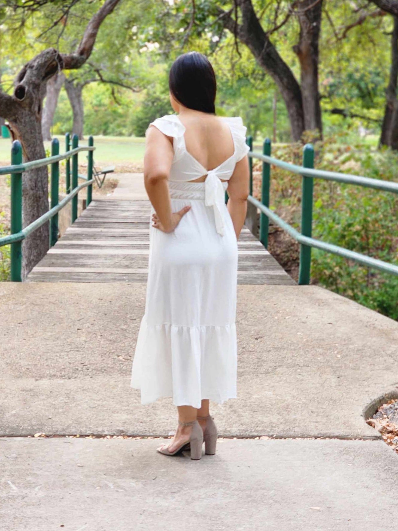 Smocked Ruffle hem Midi Dress