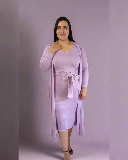 Lavender 2 pc Cardigan and Dress Set