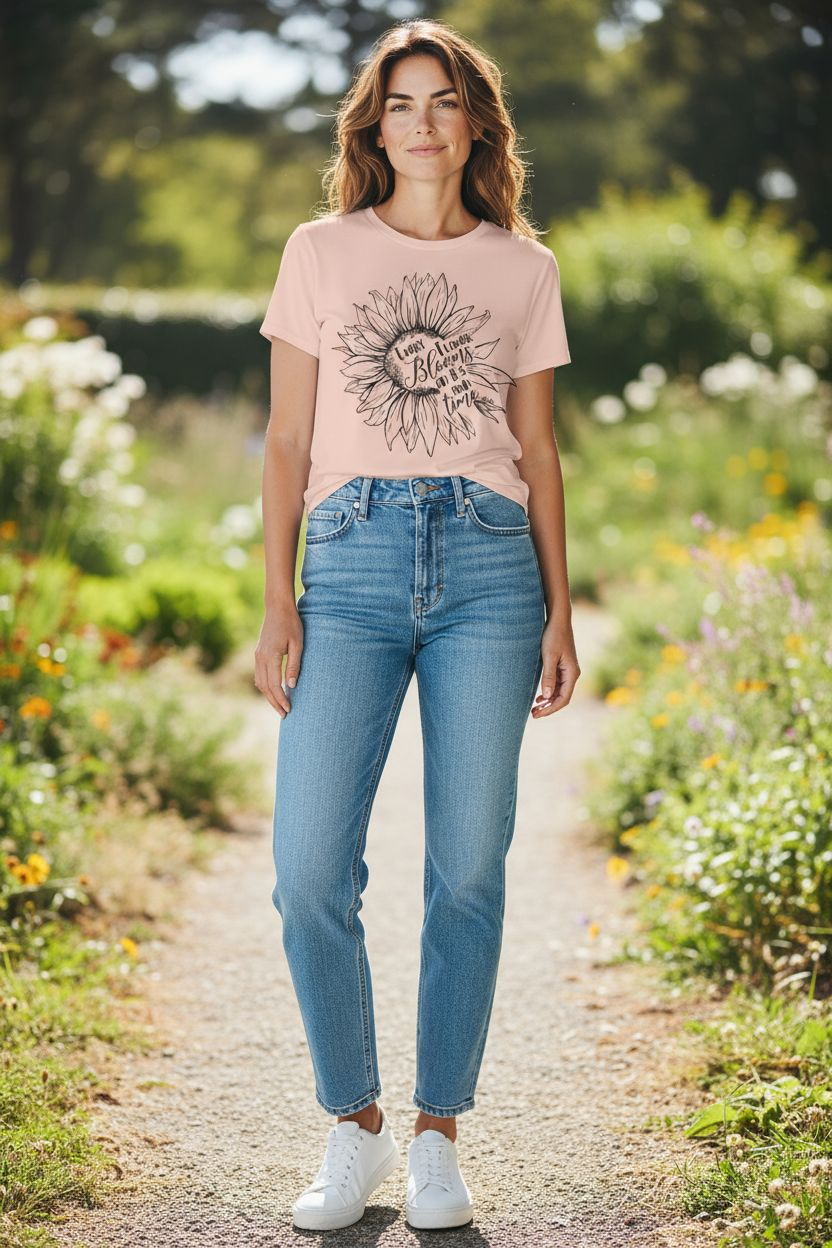 Cada flor florece en su propio tiempo Peach Tee