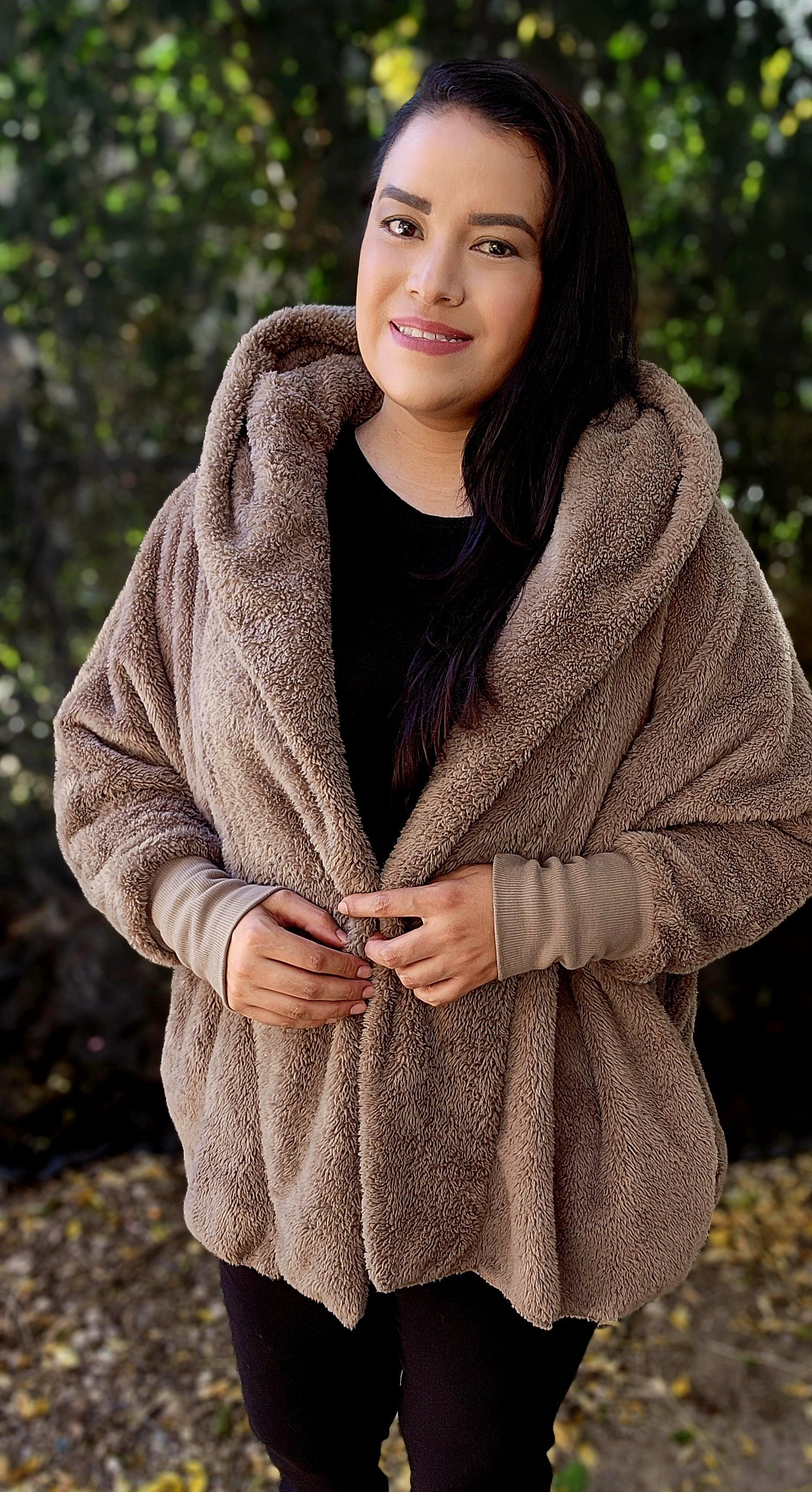 Teddy Hooded Sherpa Jacket - Tan