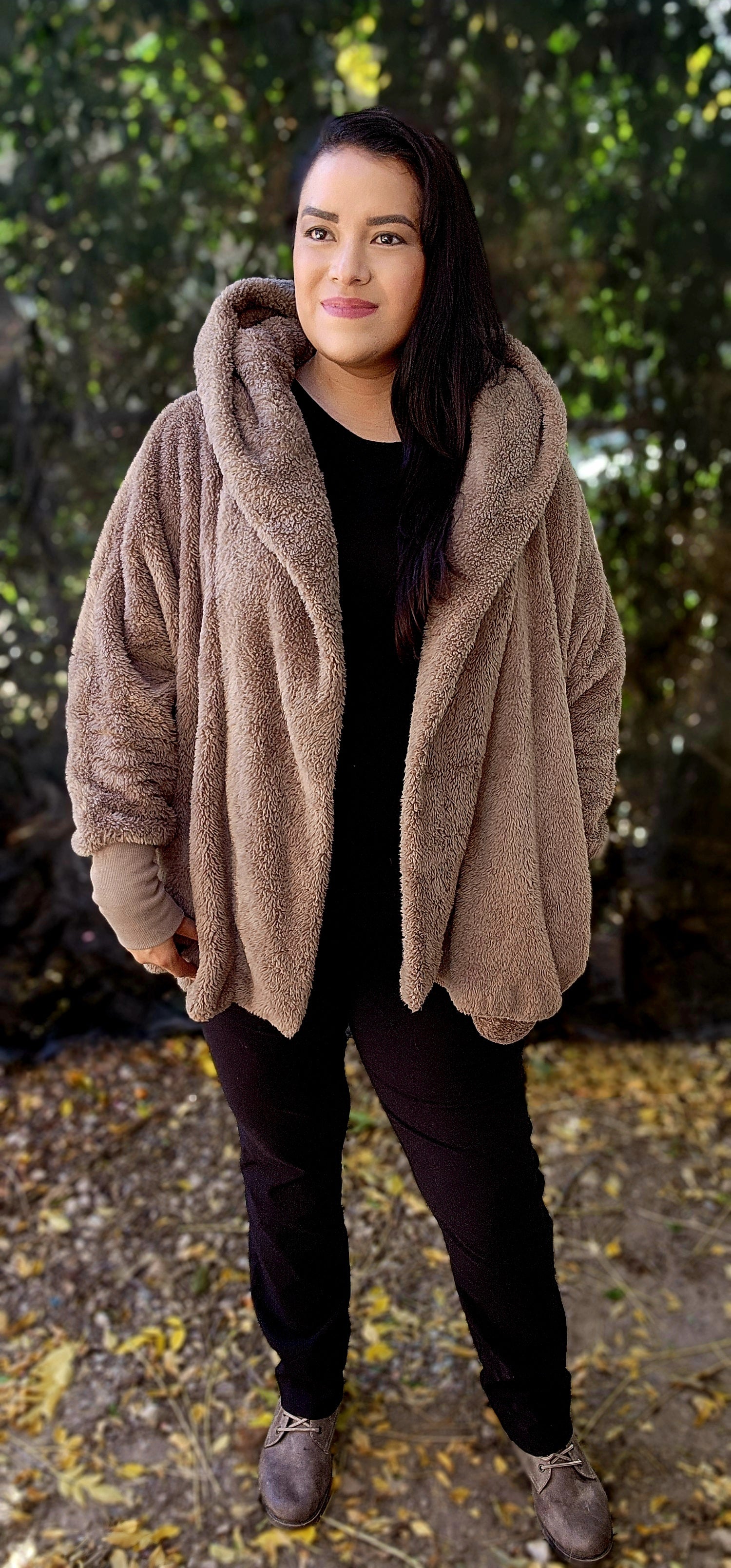 Teddy Hooded Sherpa Jacket - Tan