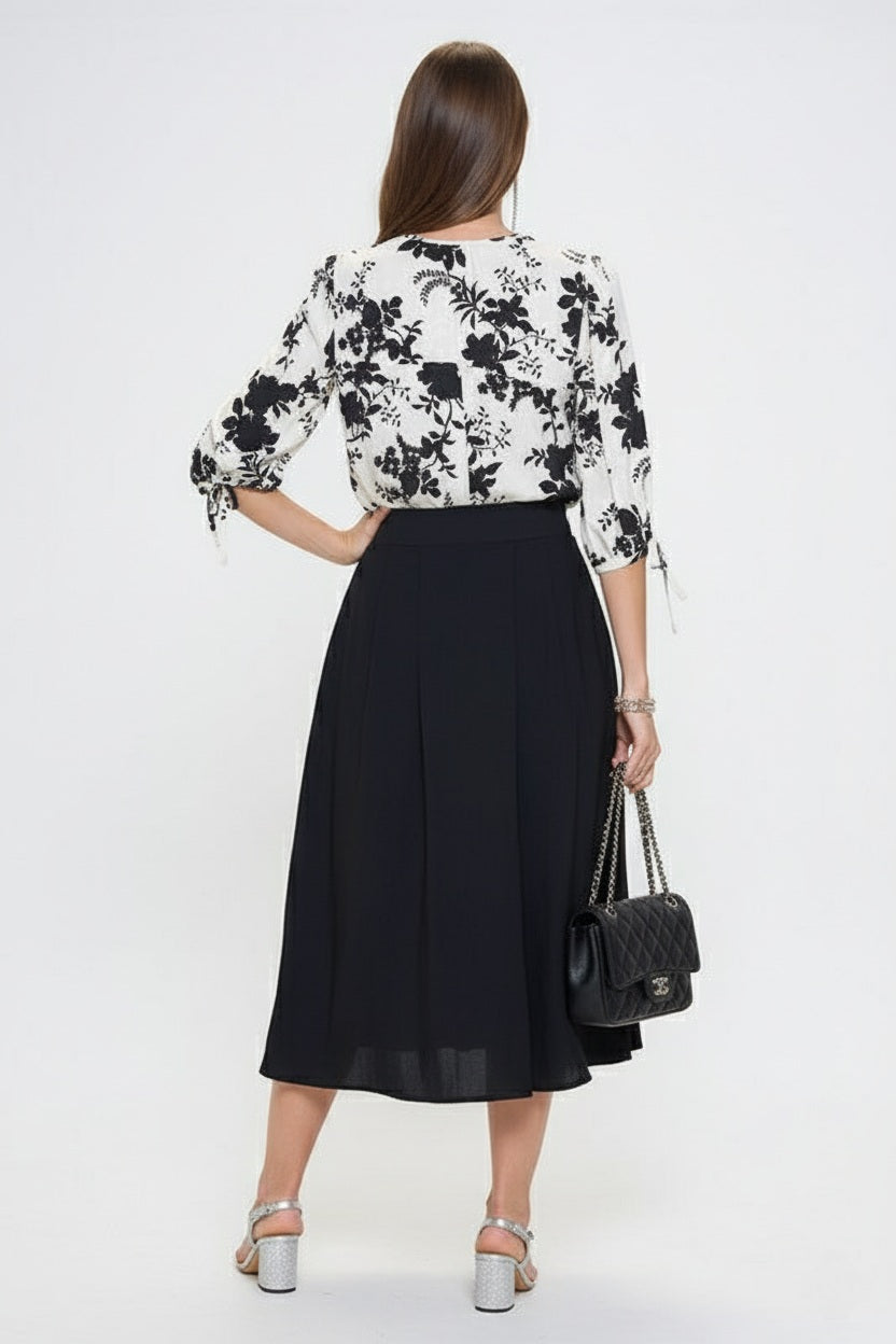 Flower Print V neck Top