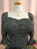 Black Floral Smocked Off Shoulder Dress