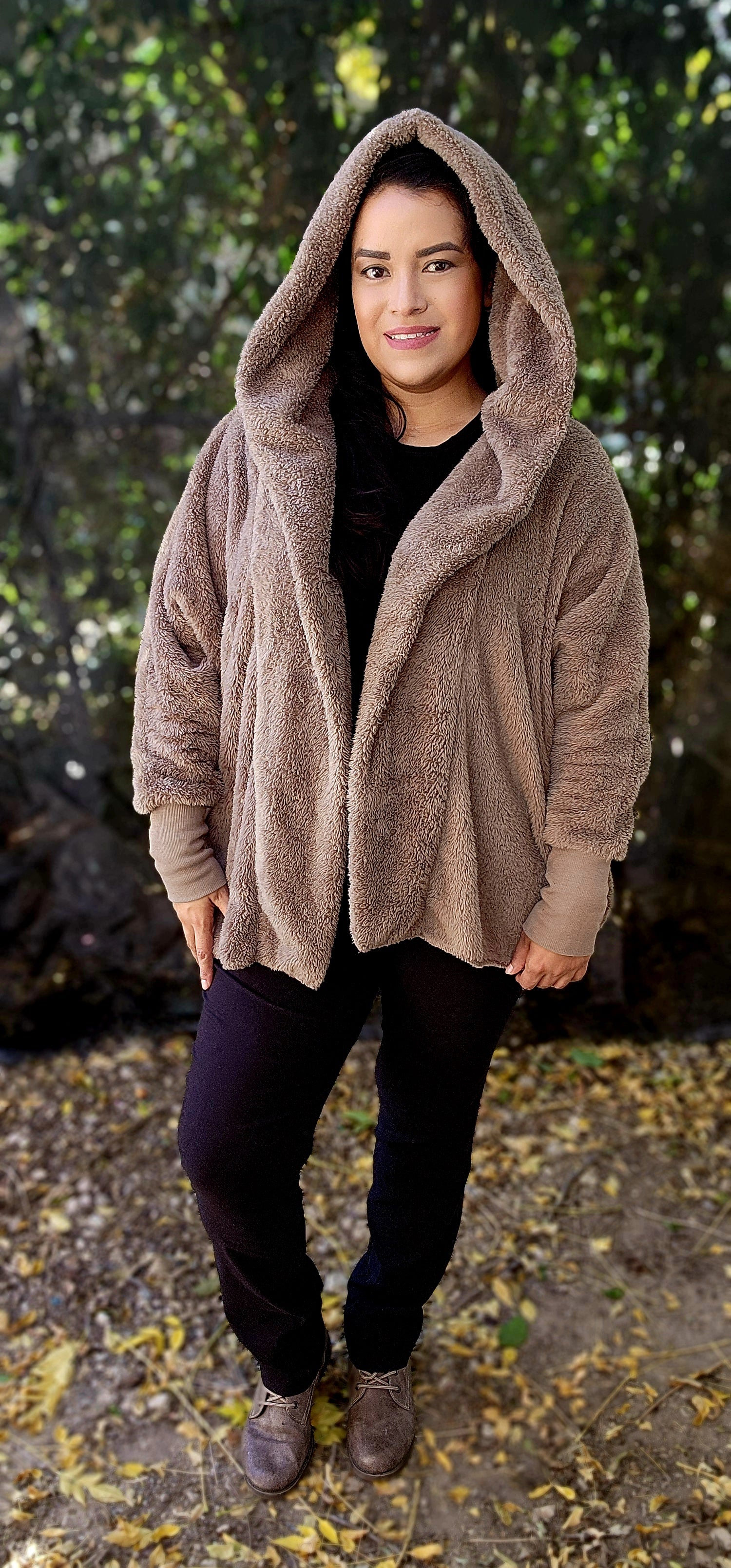 Teddy Hooded Sherpa Jacket - Tan