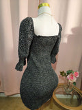Black Floral Smocked Off Shoulder Dress