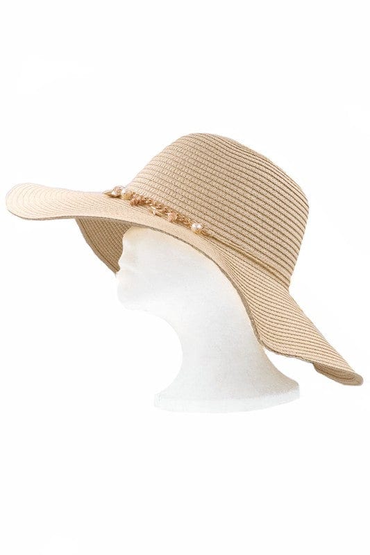 YD Boutique Hats Beige Ocean Charm Chain Banded Summer Hat