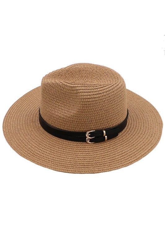 YD Boutique Hats Double Mini Buckle Summer Fedora Hat