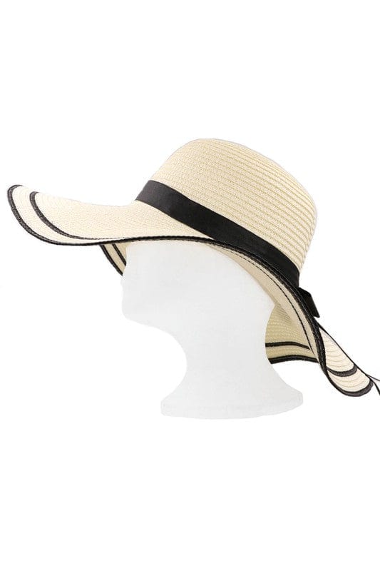 YD Boutique Hats Natural Vintage Bow Decor Summer Beach Straw Hat