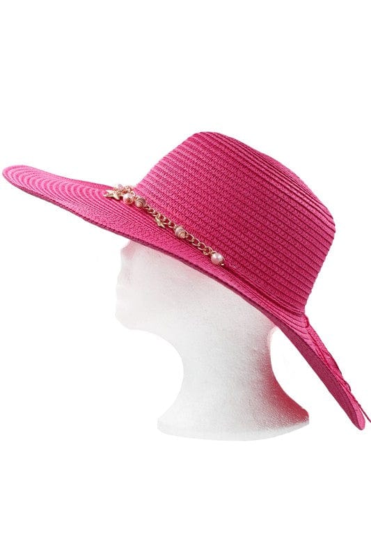 YD Boutique Hats Pink Ocean Charm Chain Banded Summer Hat