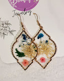 YD Boutique LLC Earrings Blue Real Pressed Dried Flower Botanical Resin Earrings