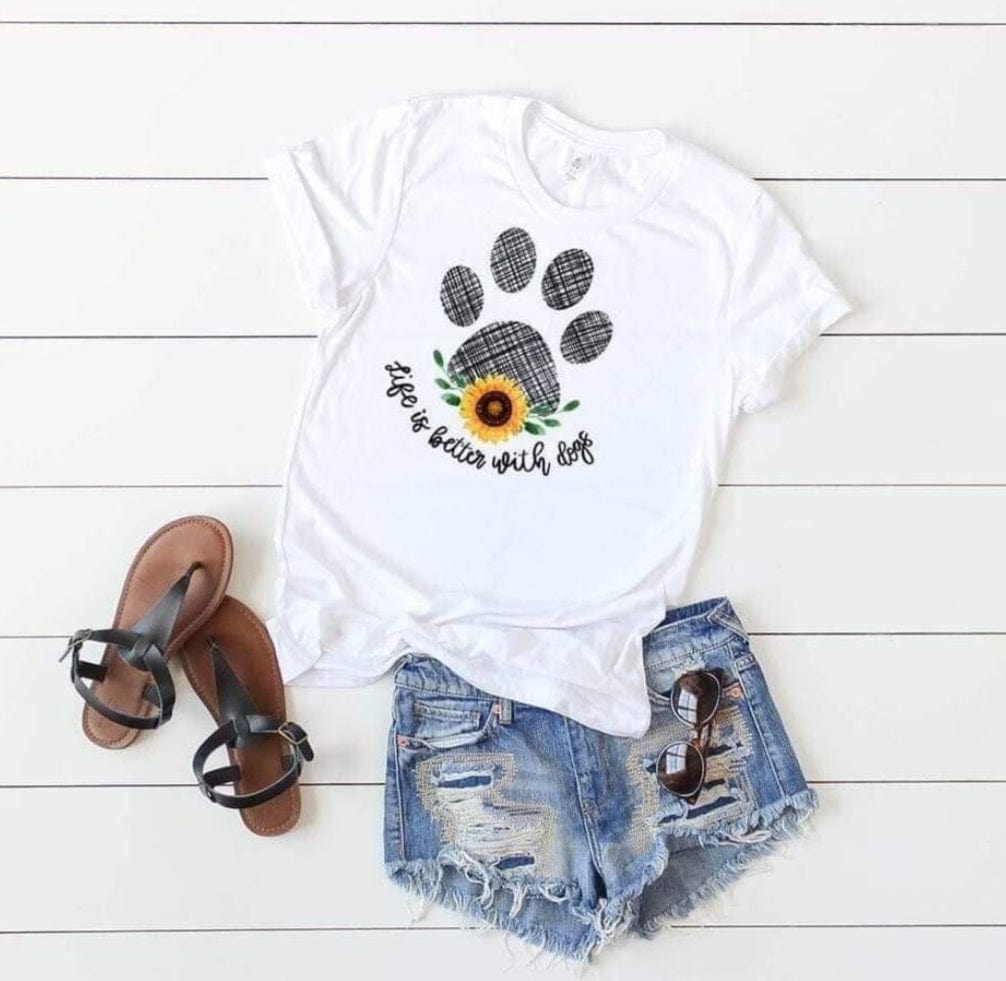 YD Boutique Shirts & Tops S Life is Better With Dogs Graphic Tee