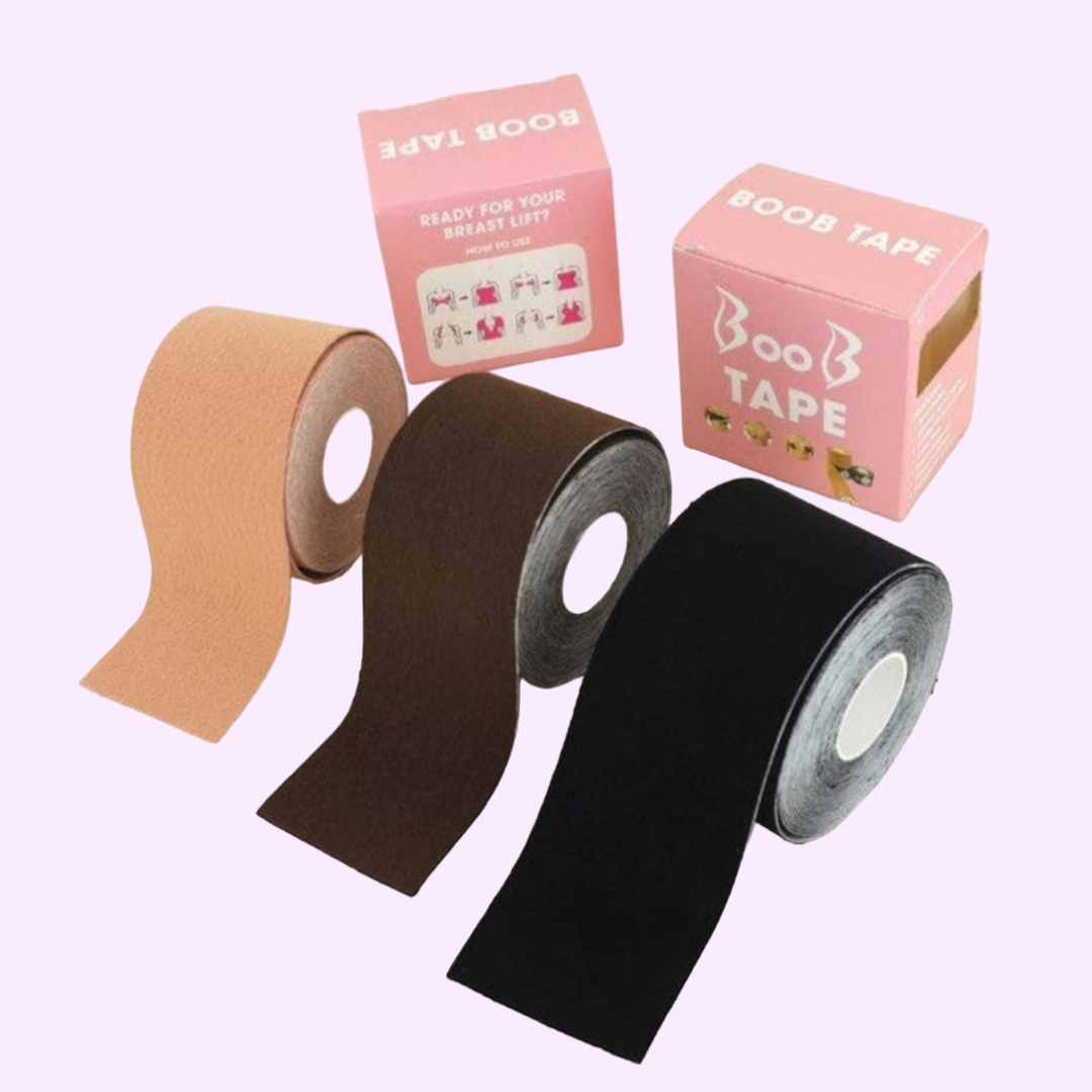 boob tape 3 different colors beige black and brown