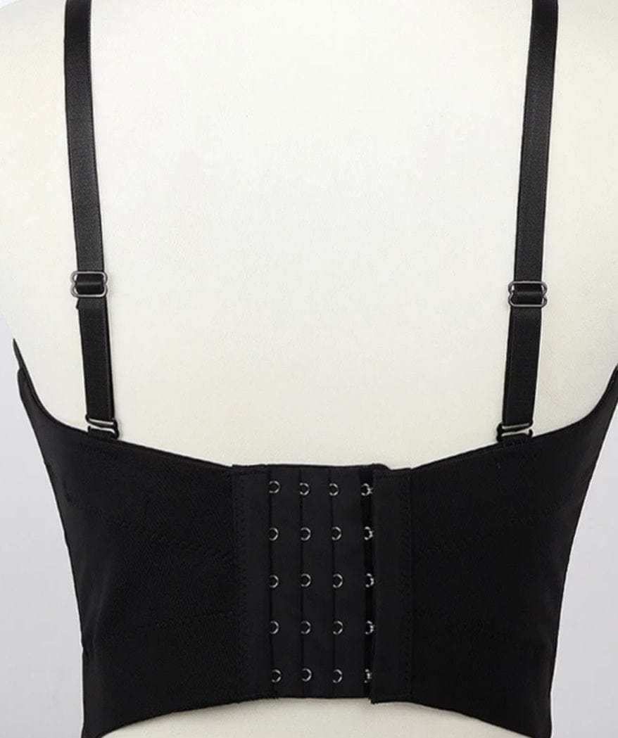 Black Rhinestone Fringe Corset Bustier Top