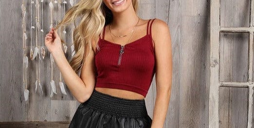 Front-Zipper Knit Tank Teens