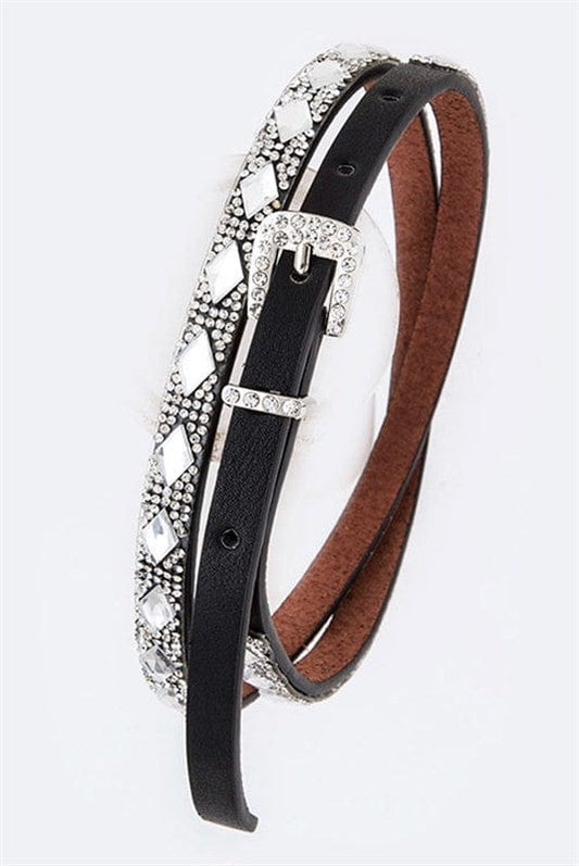 YD Boutique Belts Black Fashion Rhinestone Belt